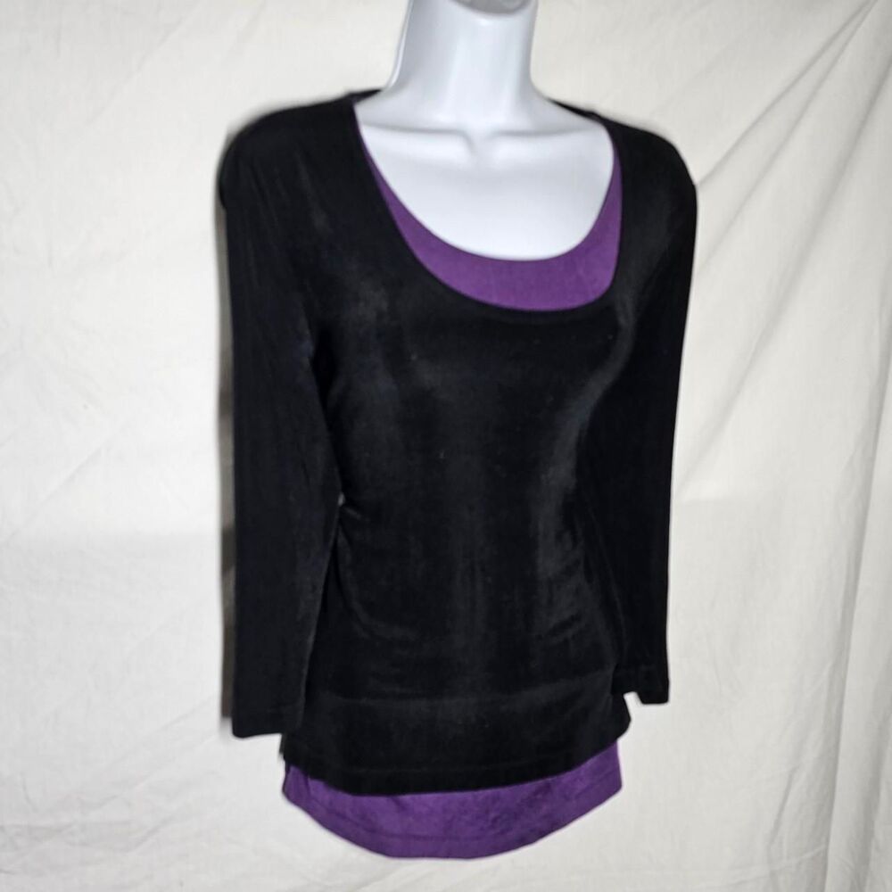 Vintage y2k whimsigoth black purple stretch blouse